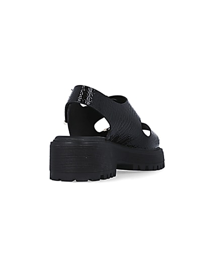 360 degree animation of product Black wide fit buckle sandals frame-11