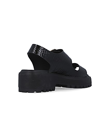 360 degree animation of product Black wide fit buckle sandals frame-12