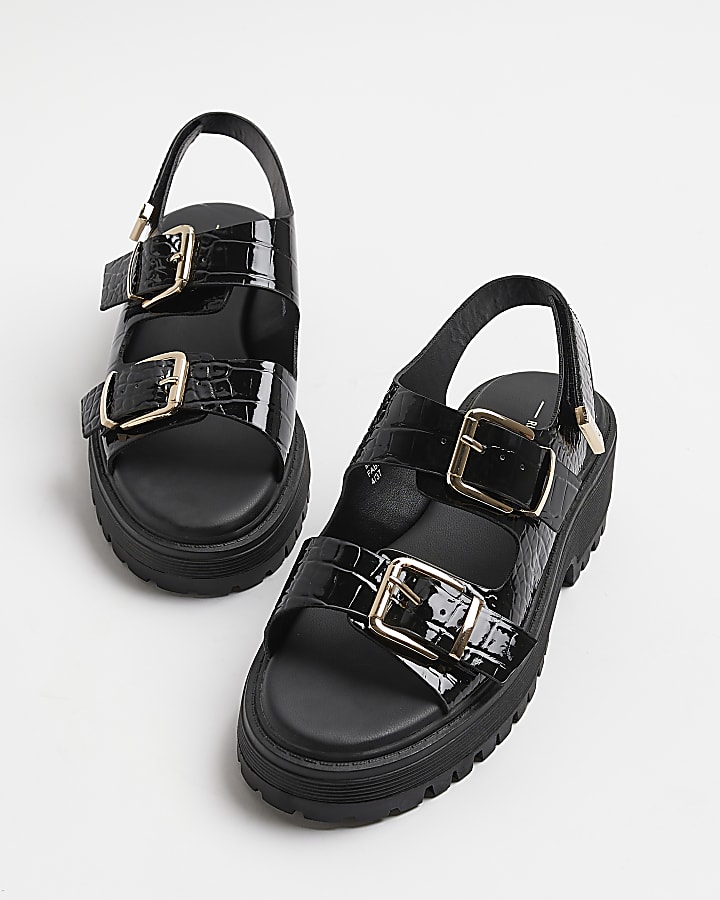 Black wide fit buckle sandals