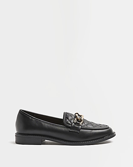 Black wide fit chain detail loafers