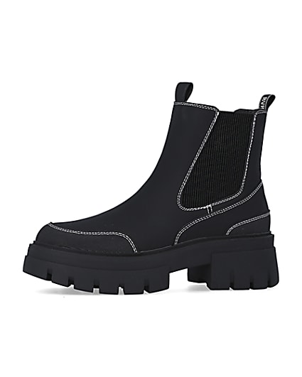 360 degree animation of product Black wide fit chunky ankle boots frame-2