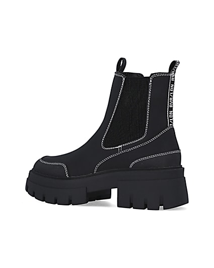 360 degree animation of product Black wide fit chunky ankle boots frame-5