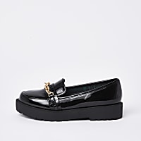 Black wide fit chunky chain loafers