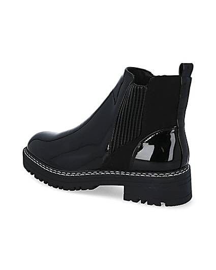 360 degree animation of product Black wide fit chunky chelsea ankle boots frame-5