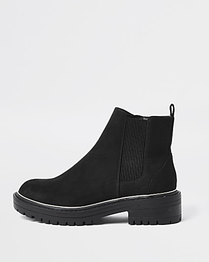 Black wide fit chunky chelsea boots
