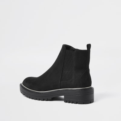 Black wide fit chunky heel boots