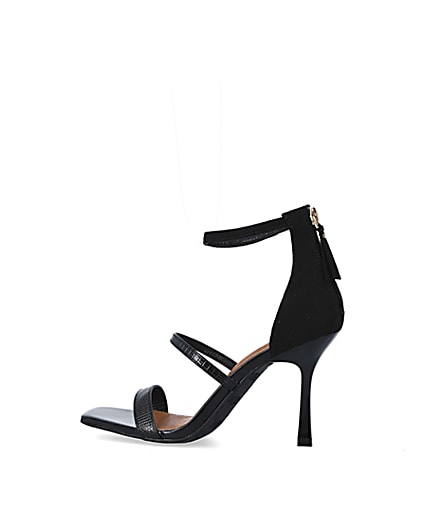 360 degree animation of product Black wide fit closed back heeled sandals frame-4