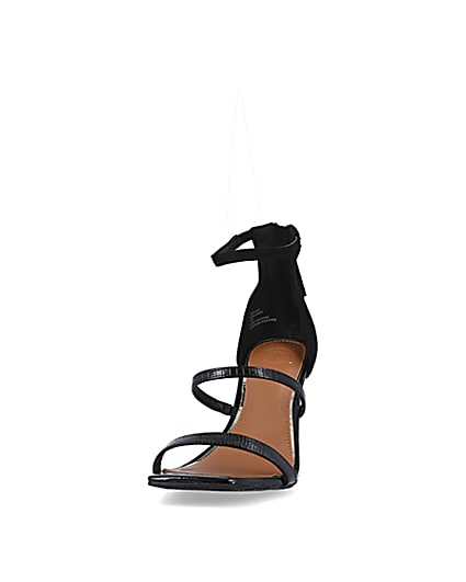 360 degree animation of product Black wide fit closed back heeled sandals frame-22