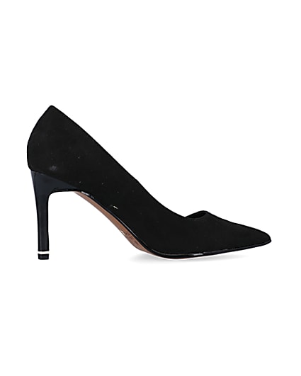 Black wide fit court heeled shoes | River Island
