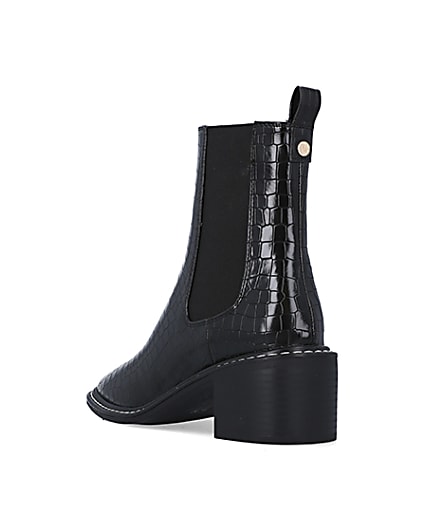 360 degree animation of product Black wide fit croc heeled chelsea boots frame-7