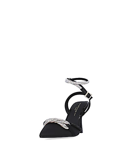360 degree animation of product Black wide fit diamante court shoes frame-23
