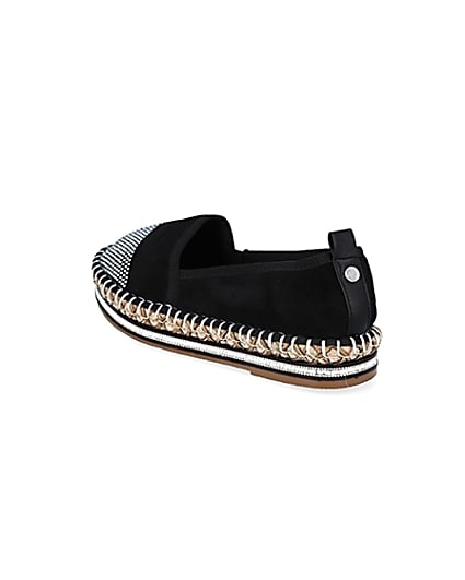 360 degree animation of product Black wide fit diamante toe cap espadrille frame-6