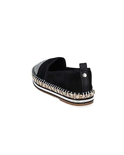 360 degree animation of product Black wide fit diamante toe cap espadrille frame-7