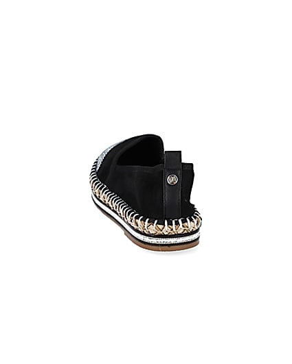 360 degree animation of product Black wide fit diamante toe cap espadrille frame-8