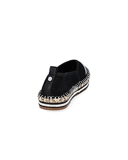 360 degree animation of product Black wide fit diamante toe cap espadrille frame-10