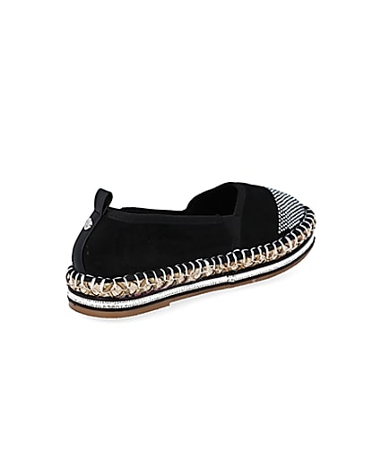 360 degree animation of product Black wide fit diamante toe cap espadrille frame-12