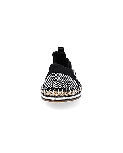 360 degree animation of product Black wide fit diamante toe cap espadrille frame-21