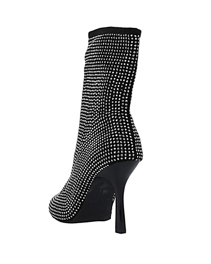 360 degree animation of product Black wide fit embellished heeled ankle boots frame-7
