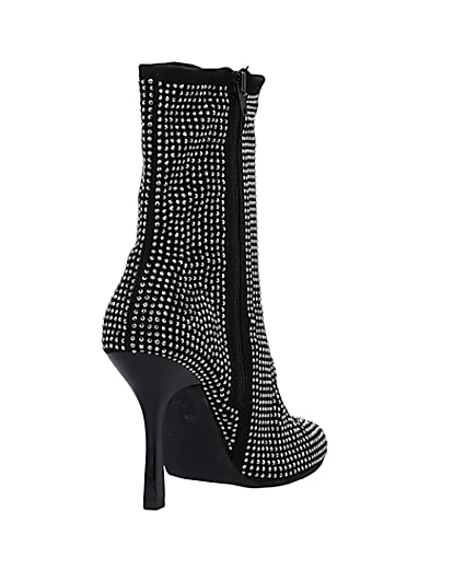 360 degree animation of product Black wide fit embellished heeled ankle boots frame-11