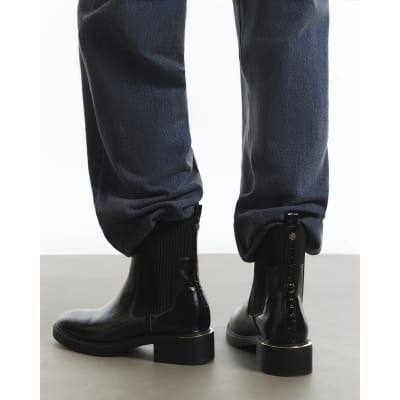 Wide Fit Faux Leather Ankle Boots