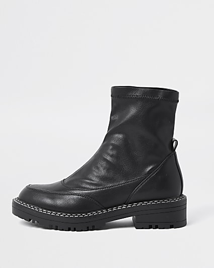 Black wide fit faux leather boots
