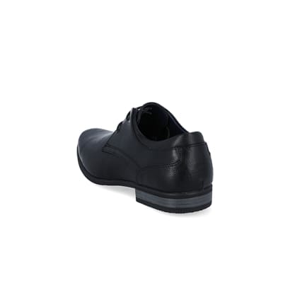 360 degree animation of product Black Wide fit faux leather derby shoes frame-7