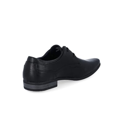 360 degree animation of product Black Wide fit faux leather derby shoes frame-12