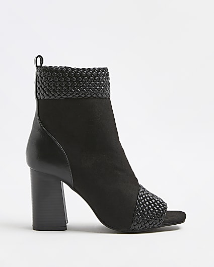 Black wide fit faux leather shoe boots