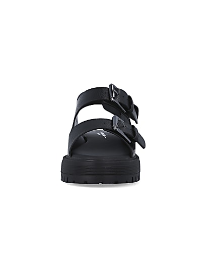 360 degree animation of product Black wide fit flatform dad sandals frame-21