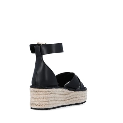 360 degree animation of product Black wide fit flatform espadrilles frame-11