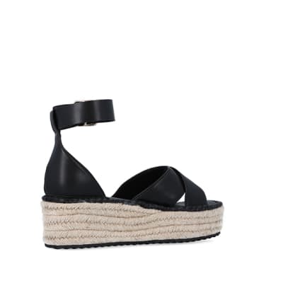 360 degree animation of product Black wide fit flatform espadrilles frame-13