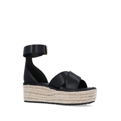 360 degree animation of product Black wide fit flatform espadrilles frame-17