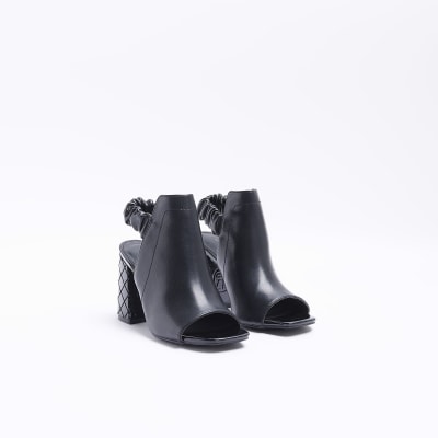 Black wide fit heeled ankle boots