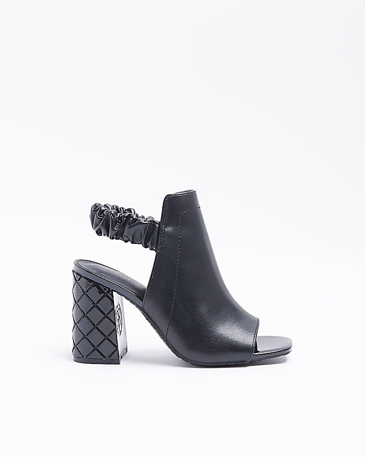 Black wide fit heeled ankle boots