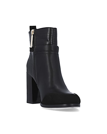 360 degree animation of product Black wide fit heeled ankle boots frame-19