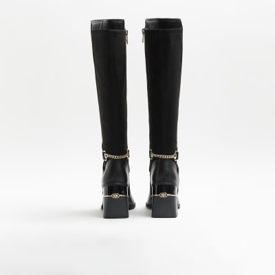 Black wide leg boots hotsell