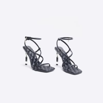 Black wide fit heeled sandals