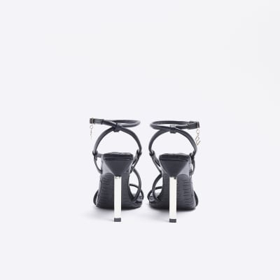 Black wide fit heeled sandals