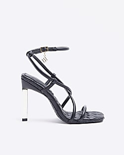 Black wide fit heeled sandals