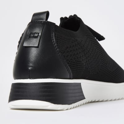Black Wide fit knitted runner trainers