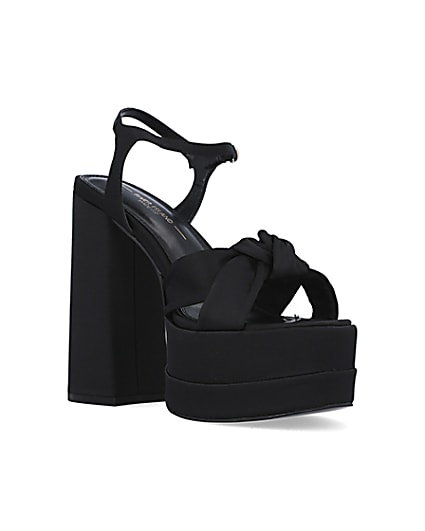 360 degree animation of product Black wide fit knot platform heels frame-18