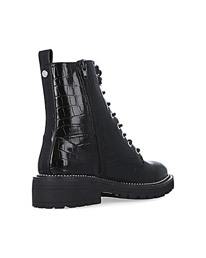 360 degree animation of product Black wide fit lace up boots frame-12