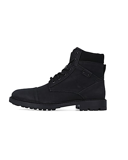 360 degree animation of product Black wide fit Lace Up zip Boots frame-3