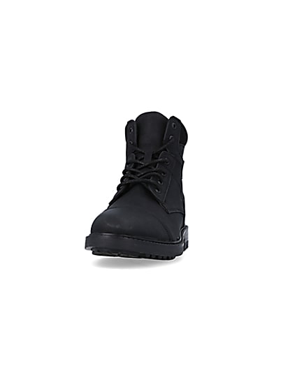 360 degree animation of product Black wide fit Lace Up zip Boots frame-22