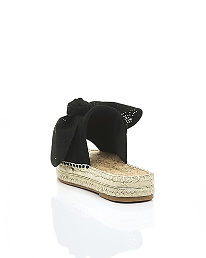 360 degree animation of product Black wide fit laser cut bow espadrille mules frame-16