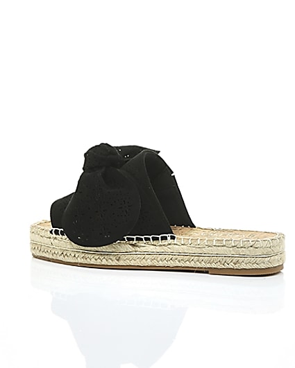 360 degree animation of product Black wide fit laser cut bow espadrille mules frame-19