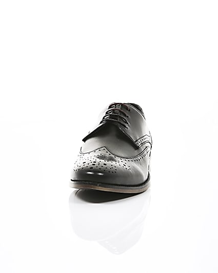 360 degree animation of product Black wide fit leather lace-up brogues frame-3