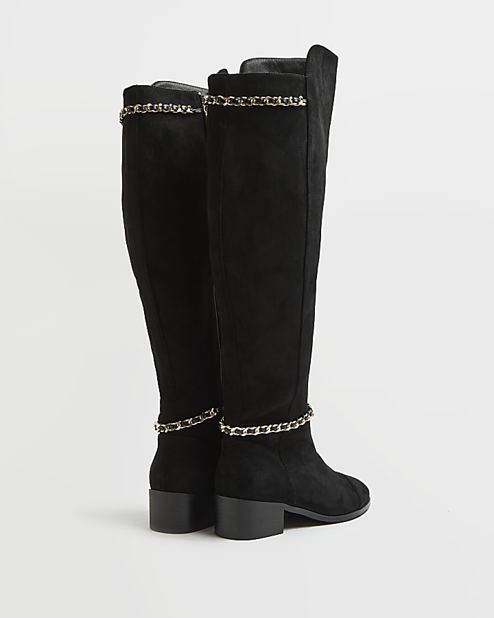Black wide fit over the knee boots