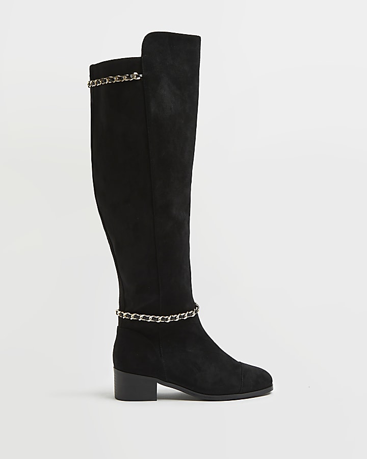 Black wide fit over the knee boots