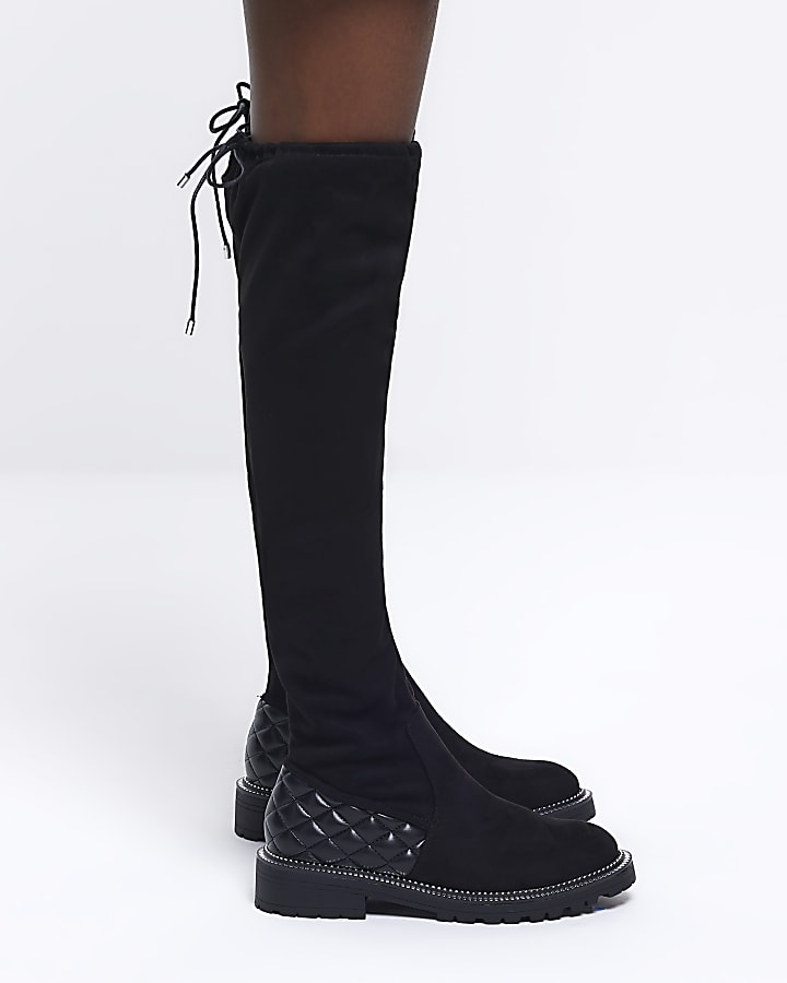 Black wide fit over the knee high boots